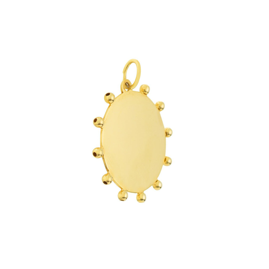 14k Engravable Bead Trimmed Disk Charm with "Loved"