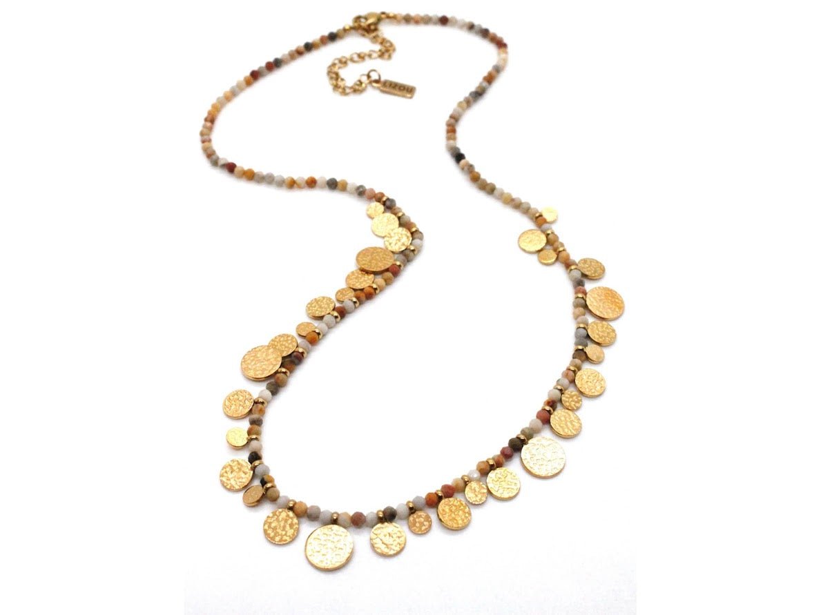 Agate Necklace with Gold Discs