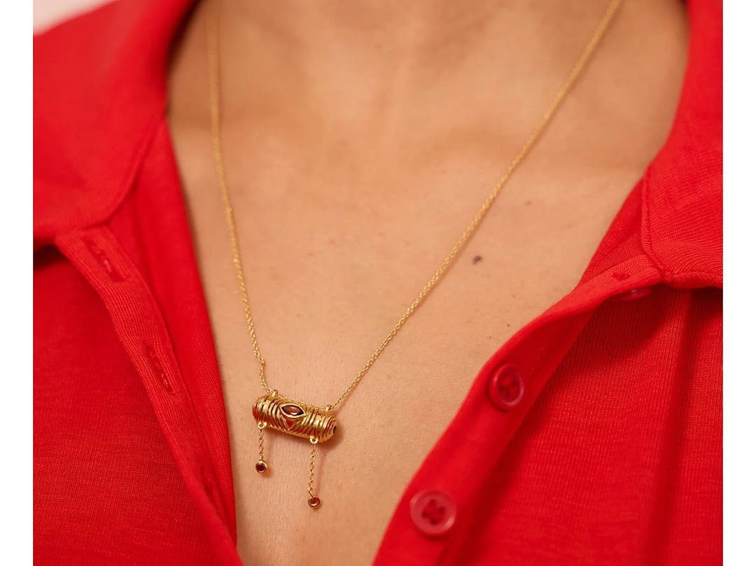 Garnet and Iolite Pendant Necklace