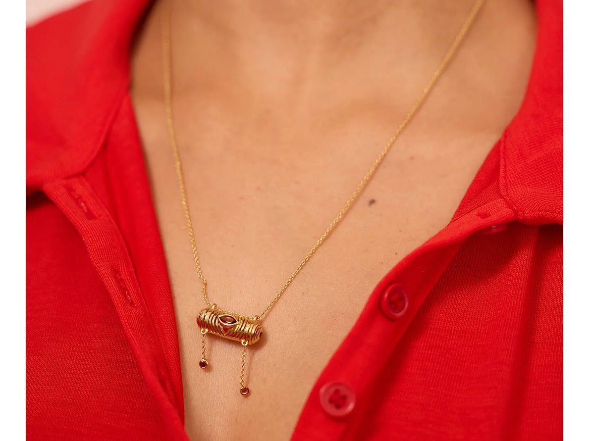 Garnet and Iolite Pendant Necklace