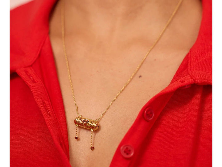 Garnet and Iolite Pendant Necklace