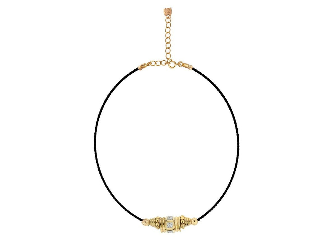 Gold and White Topaz Rahki Charm Necklace