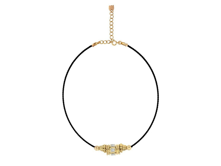 Gold and White Topaz Rahki Charm Necklace