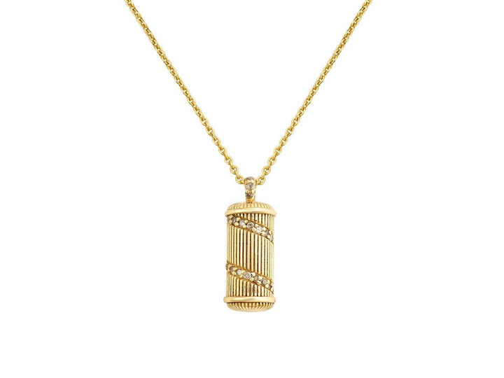 Spiral Column Pendant Necklace with White Sapphires