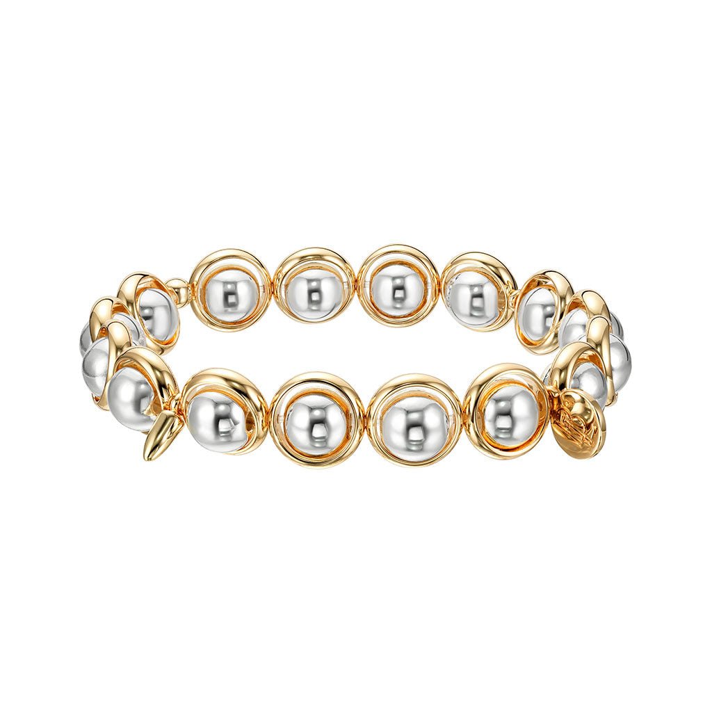 Silver Bead Bracelet with Gold Spikes