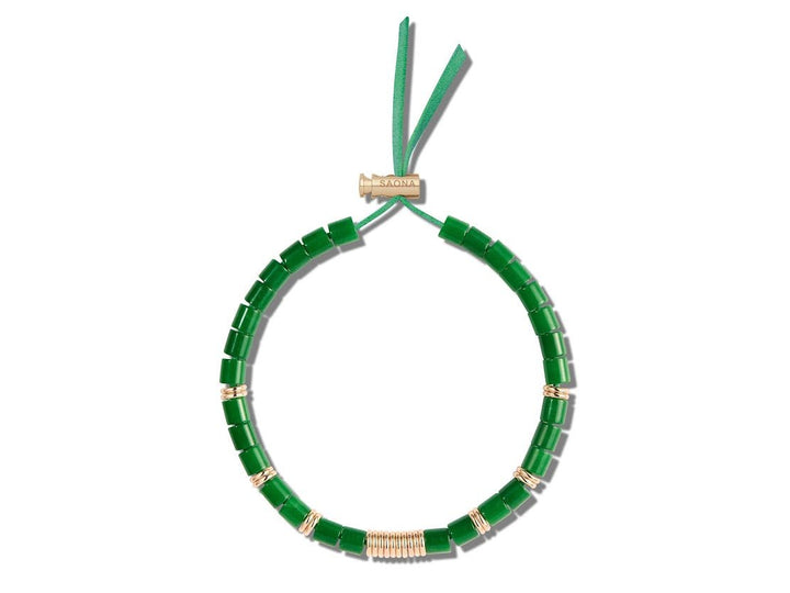 Green Jade and Gold Spacer Bead Bracelet