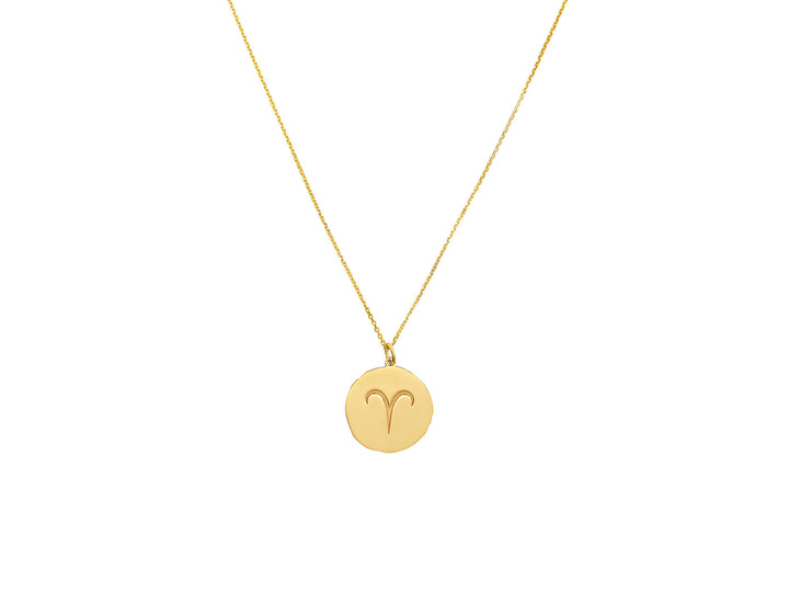 14k Aries Disc Pendant Necklace