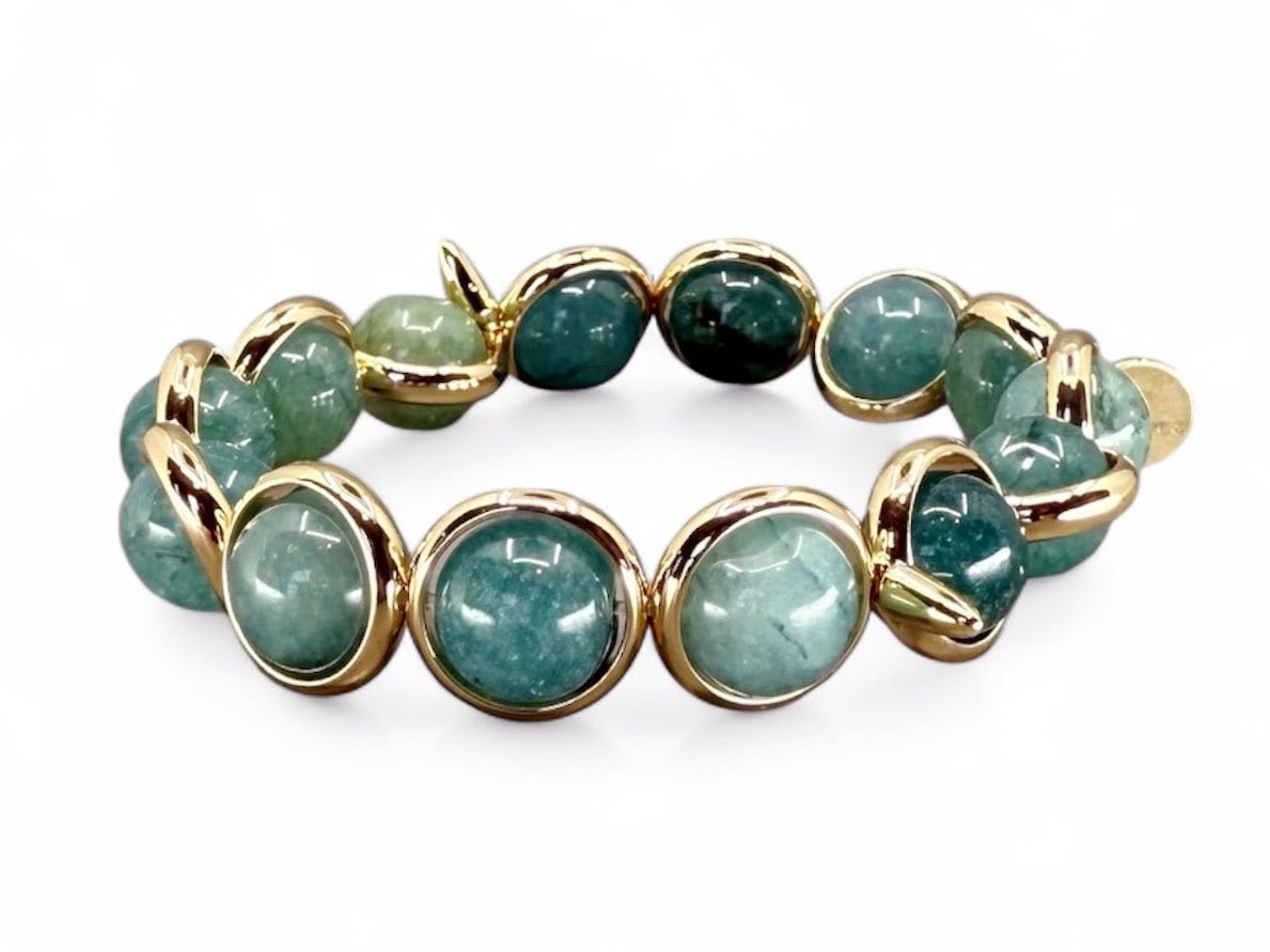 Teal Agate Bracelet with Spikes