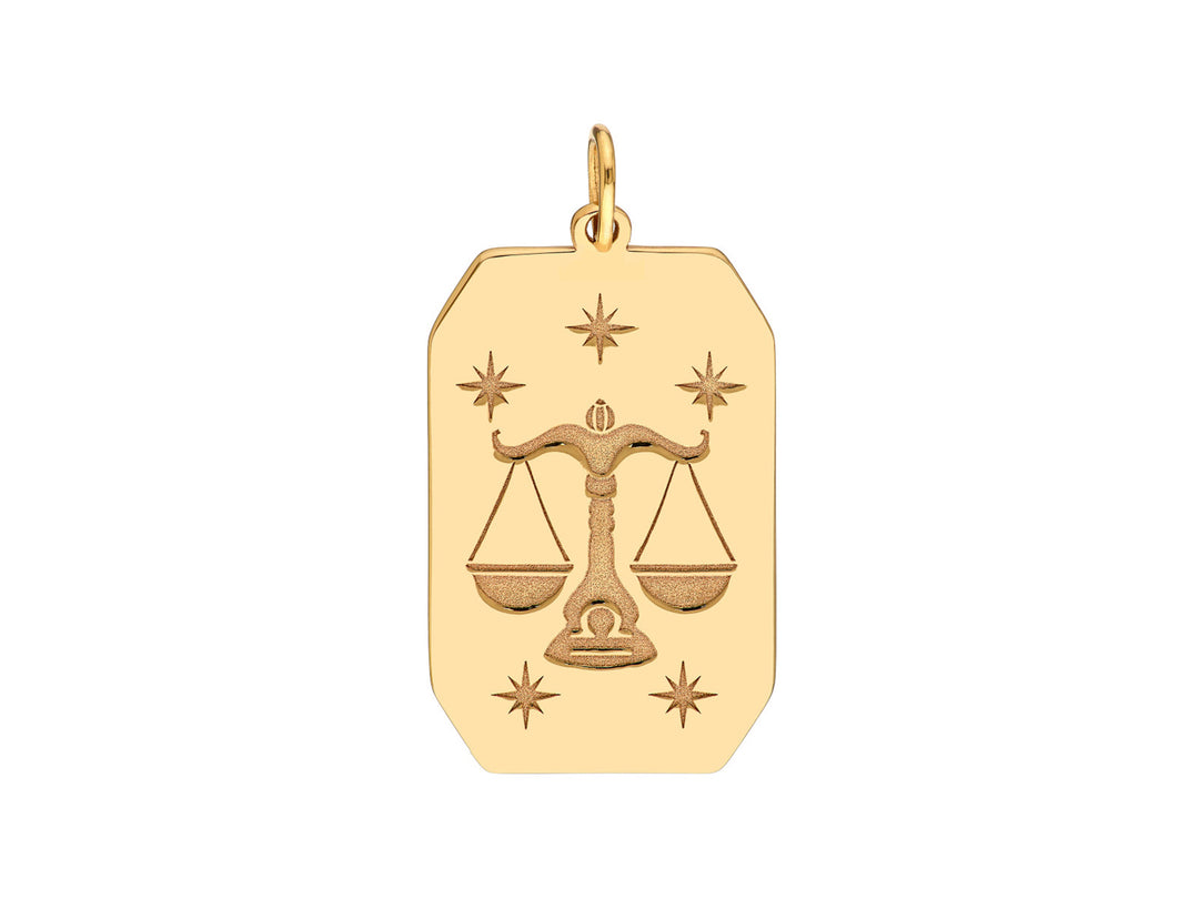 14k Libra Engraved Pendant