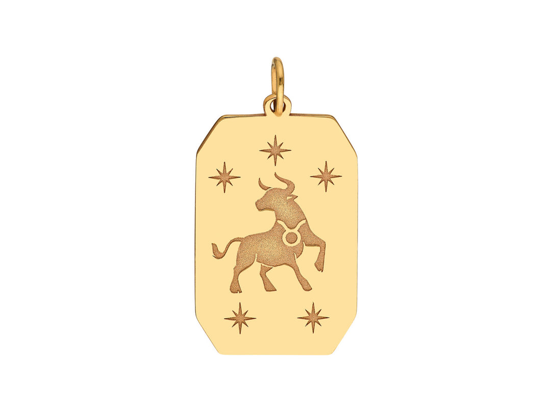 14k Taurus Engraved Pendant