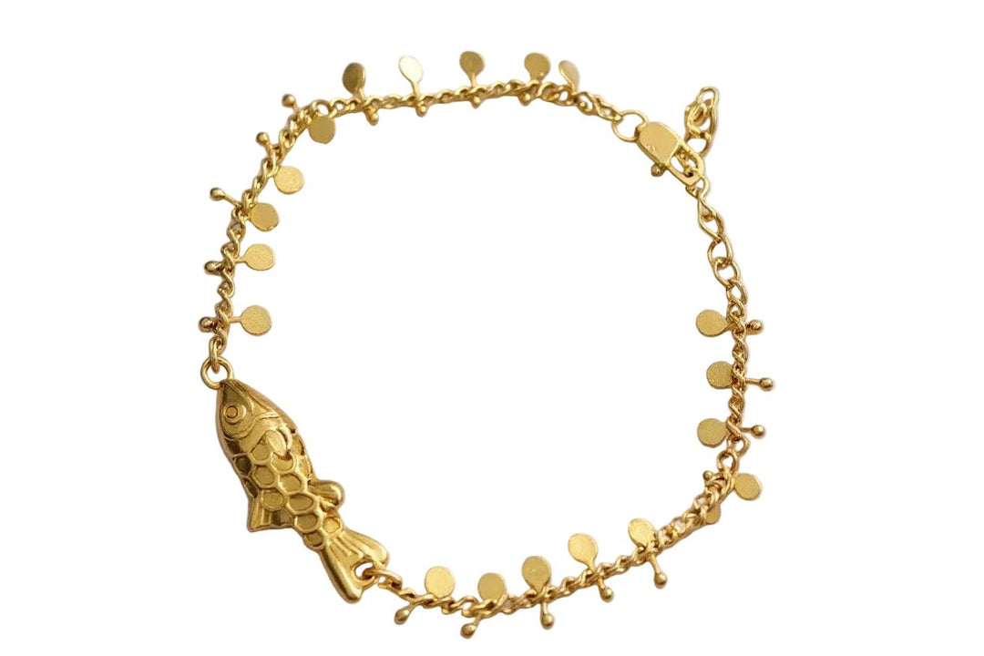 Gold Fish Charm Bracelet