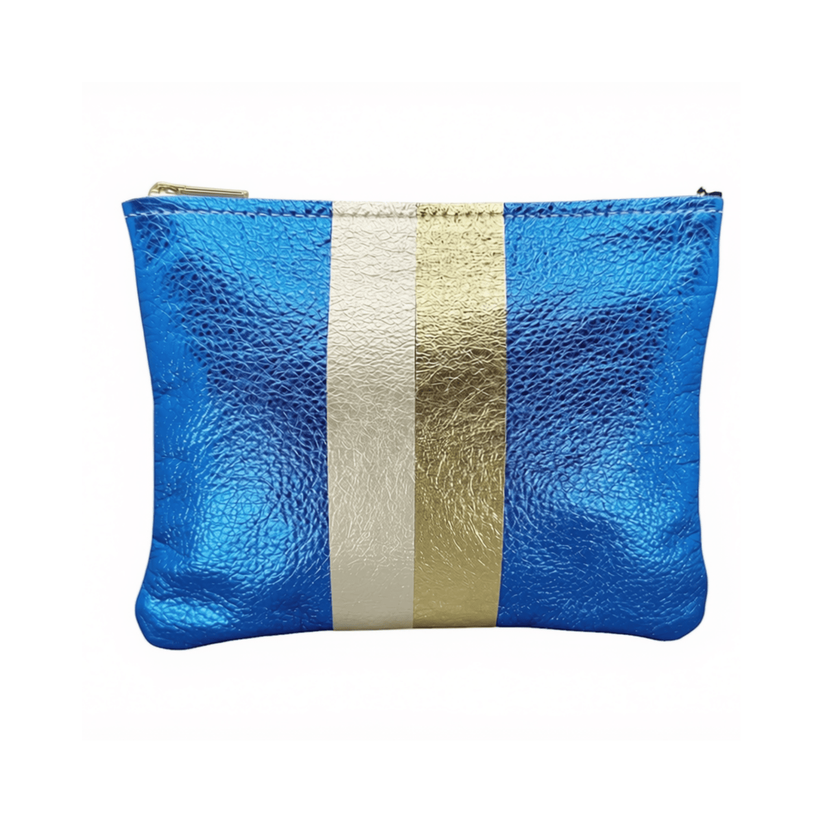 Royal Metallic Everyday Pouch with Gold and Platinum Stripe