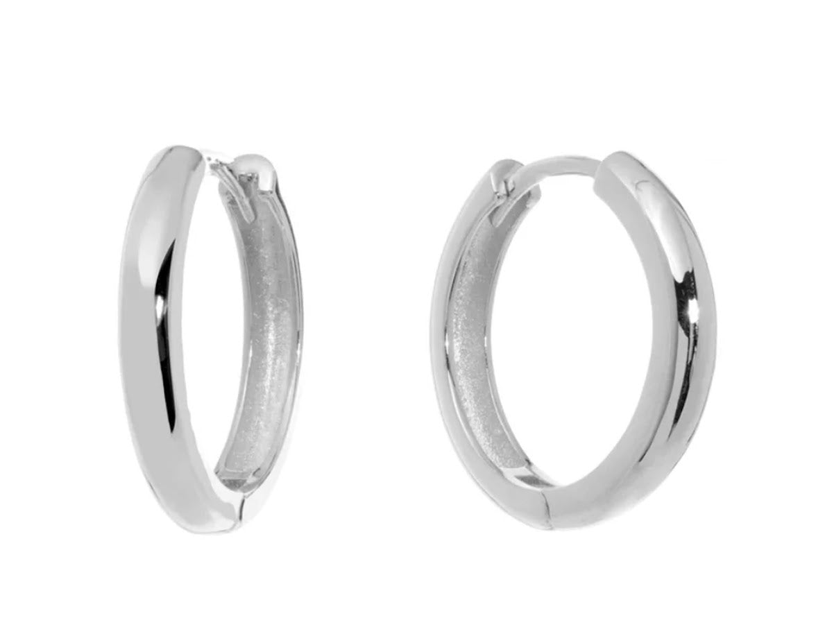 Silver 18mm Huggie Hoops