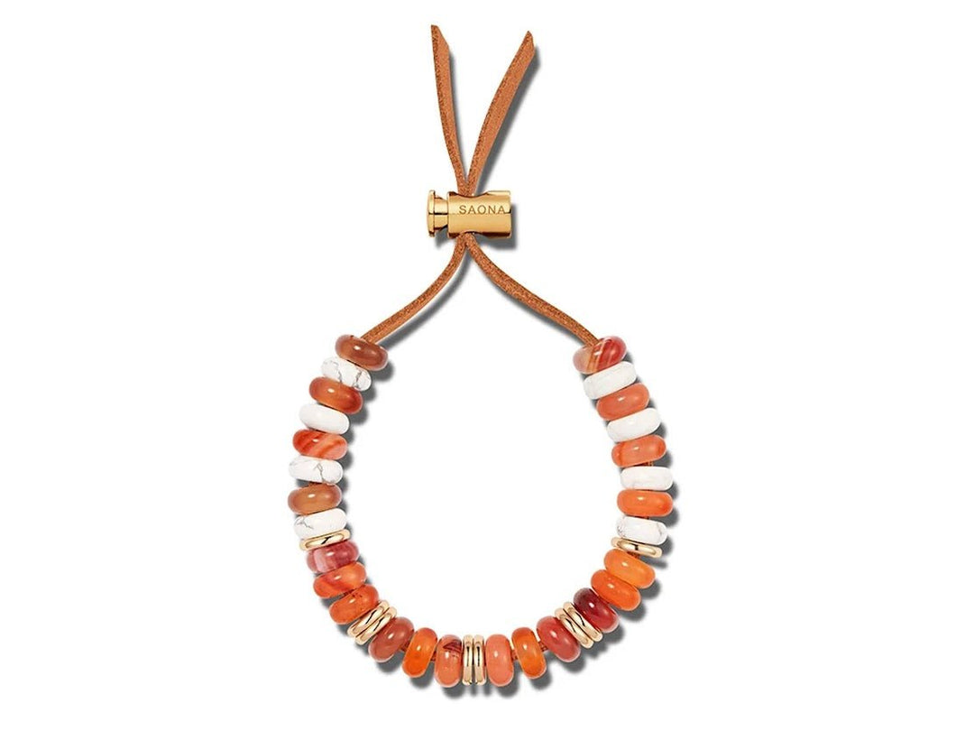 Orange Agate and Howlite Bracelet