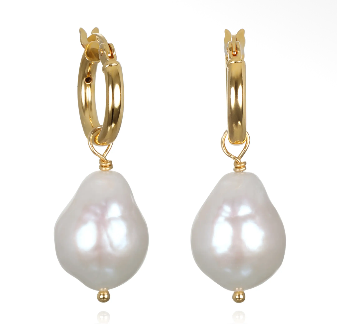 Baroque Pearl Huggie Hoop Earrings