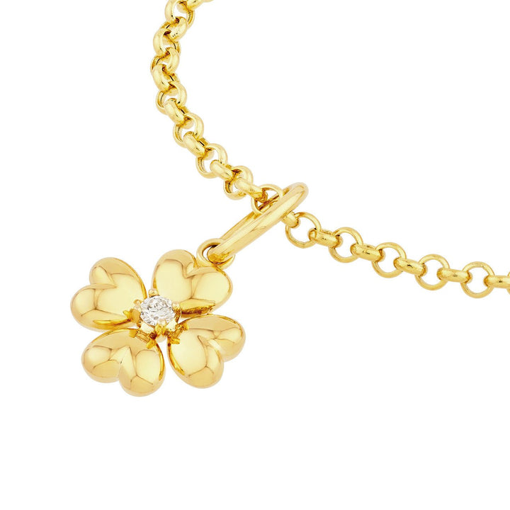 14k Puffy Flower Charm with Diamond