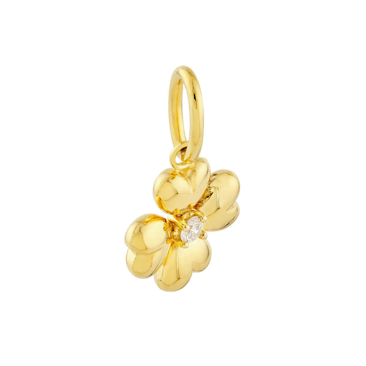 14k Puffy Flower Charm with Diamond