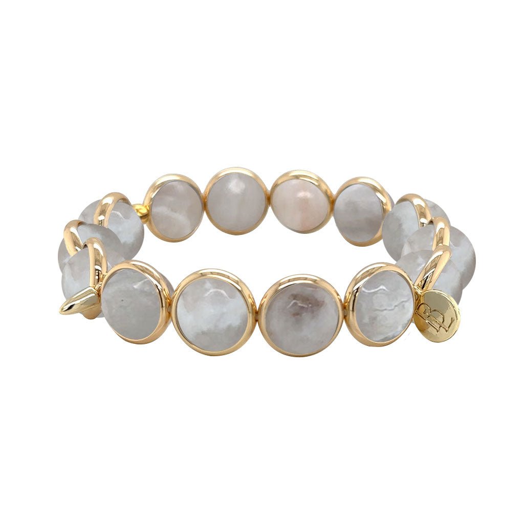 White Lace Agate Bracelet with Spikes