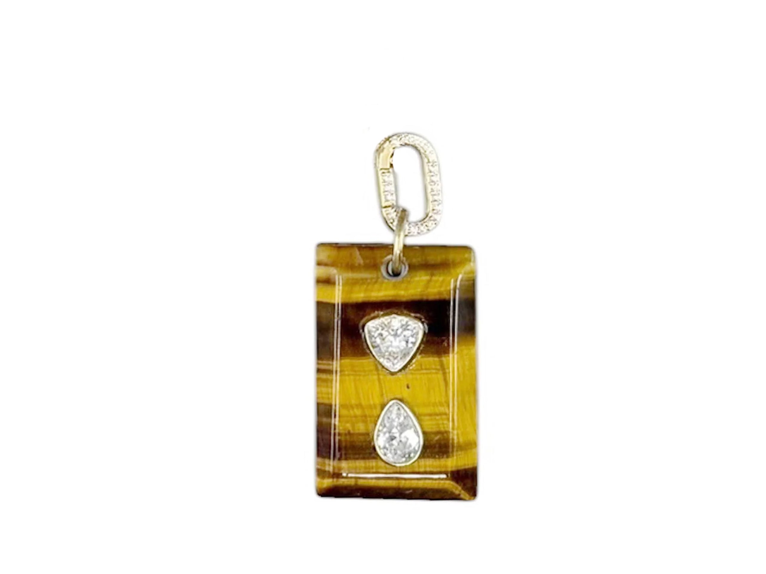 Tiger Eye Gate Charm with White Topaz