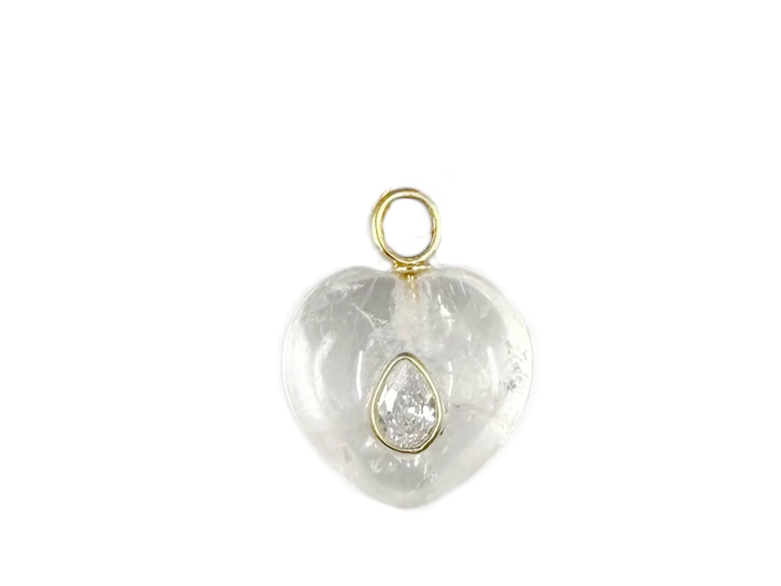 Rock Crystal Heart Charm with White Zircon
