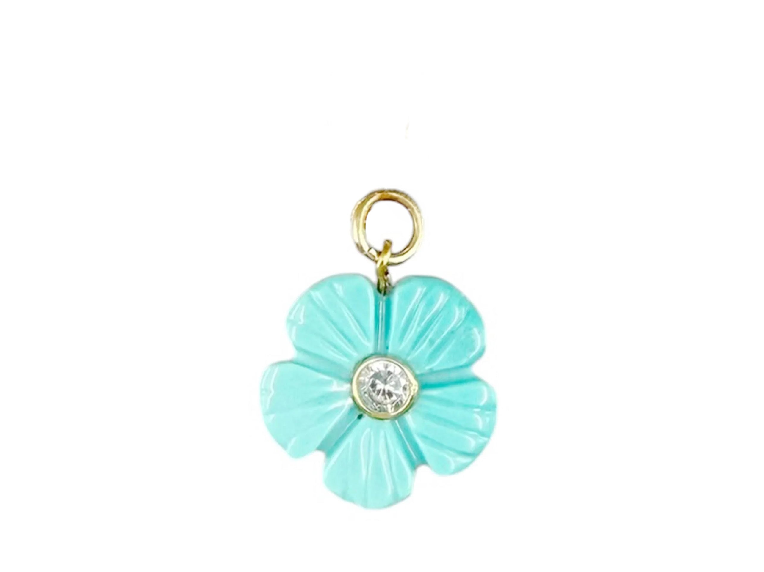 Turquoise Flower Charm with White Topaz