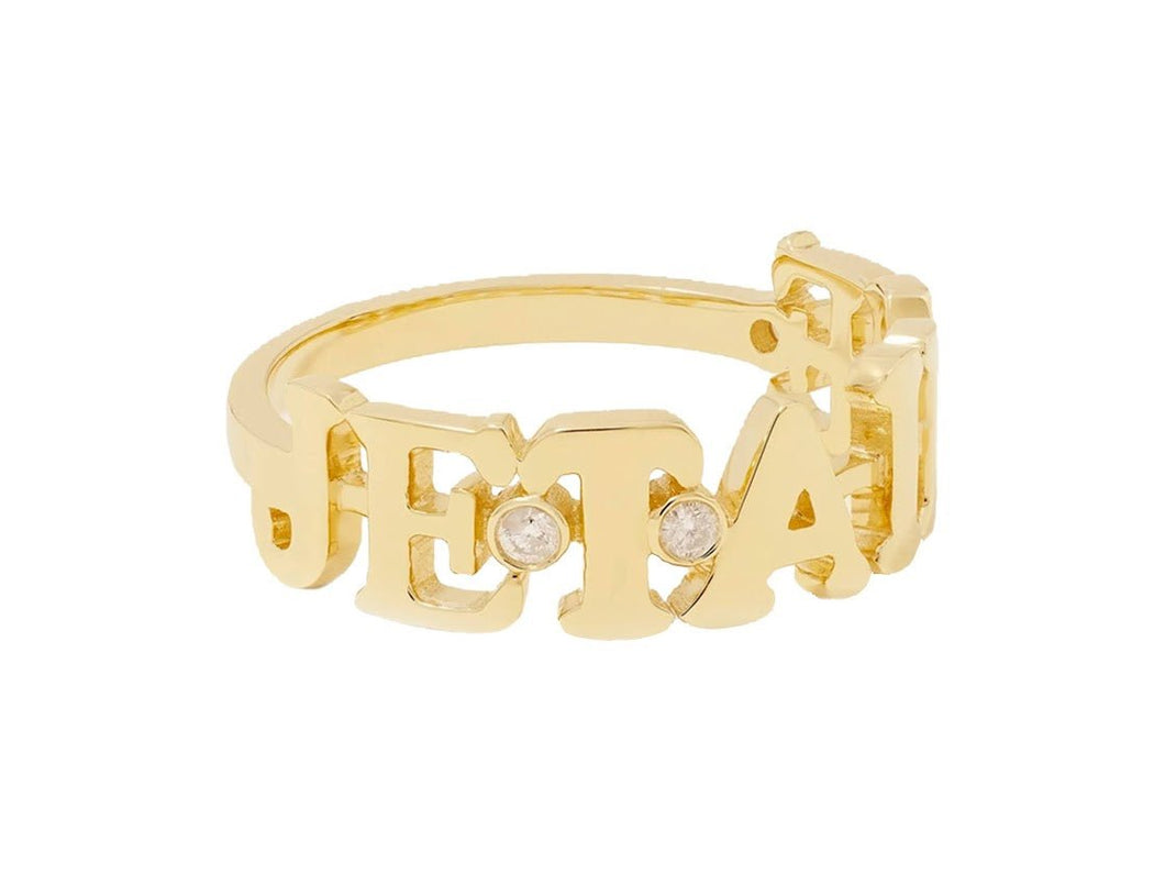 9k JE T'AIME Ring with Diamonds