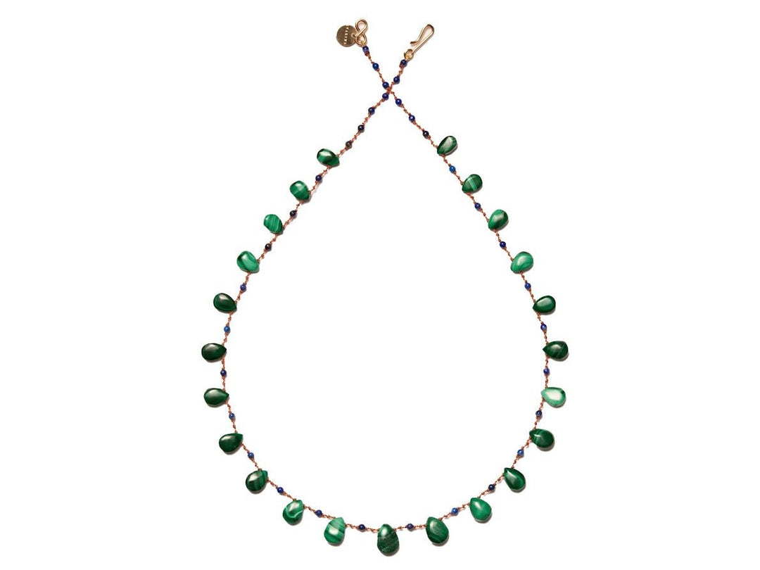 Malachite and Lapis Droplet Necklace