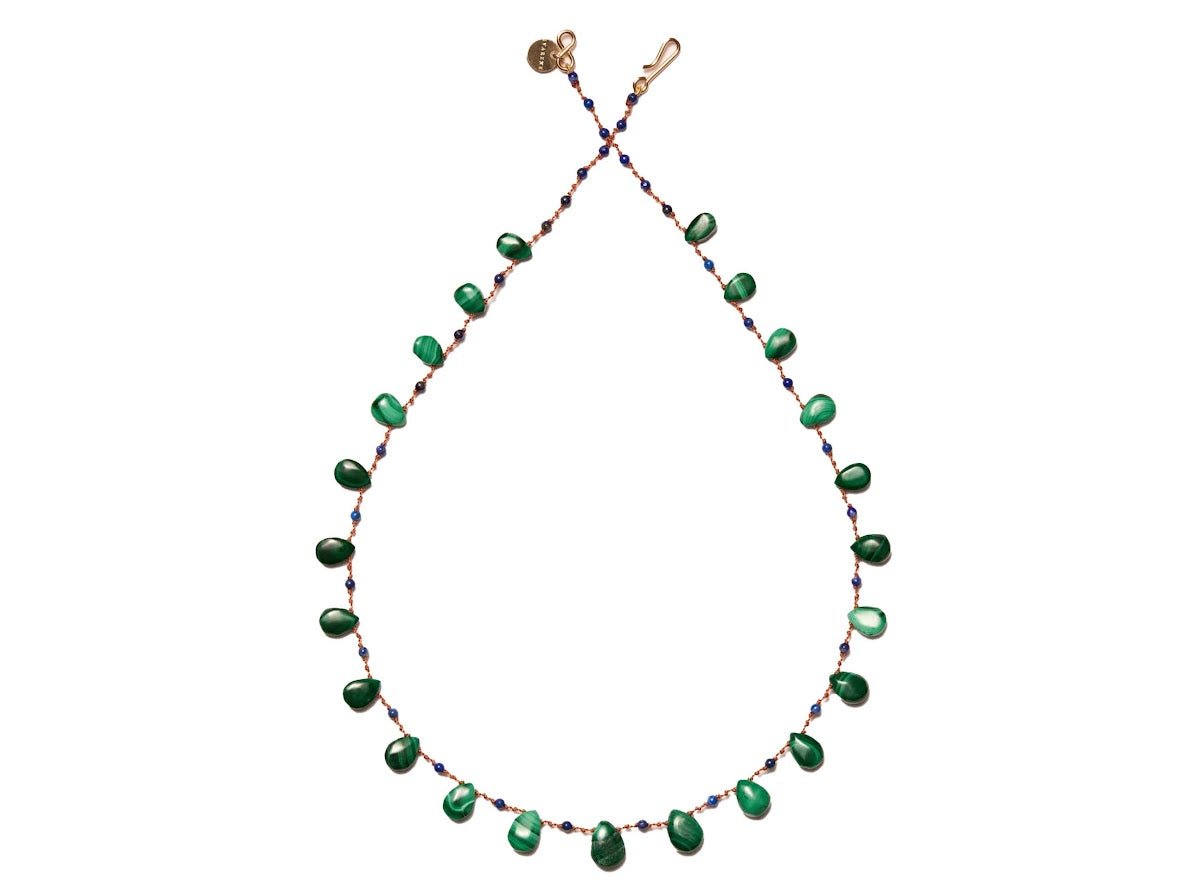 Malachite and Lapis Droplet Necklace