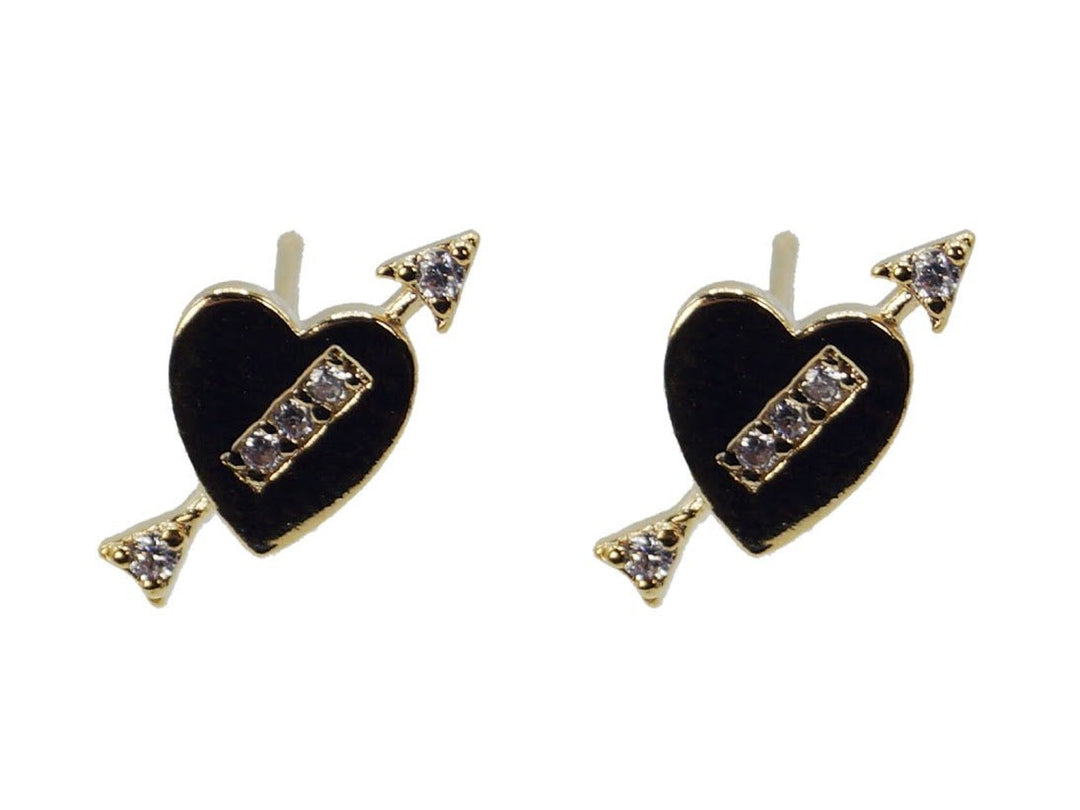 Arrow and Heart Stud Earrings