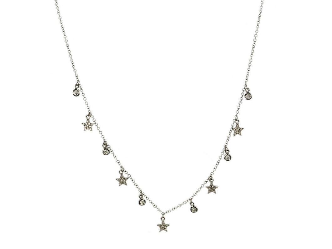 14k Diamond Drops and Stars Necklace