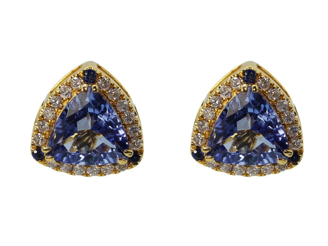 18k Tanzanite, Diamond, and Sapphire Stud Earrings