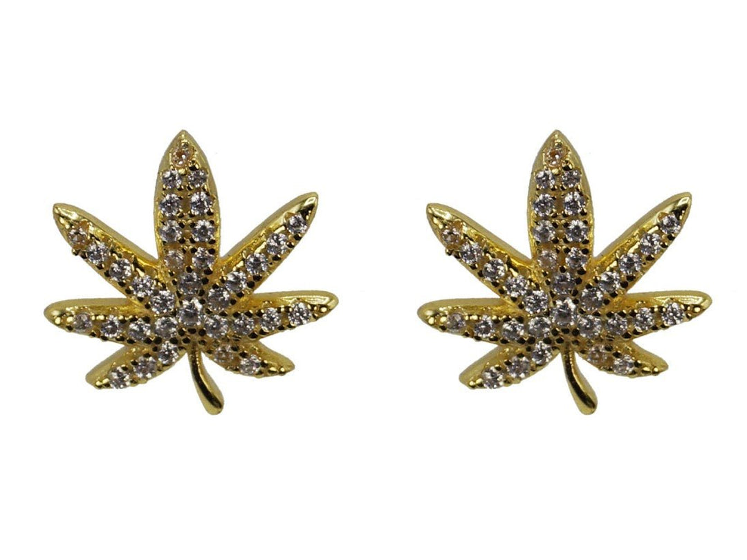 Gold Mary Jane Leaf Stud Earrings