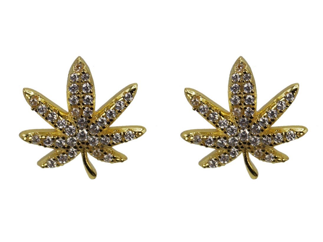 Gold Mary Jane Leaf Stud Earrings