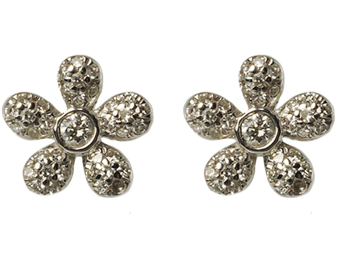 SS Petite Diamond Flower Earrings