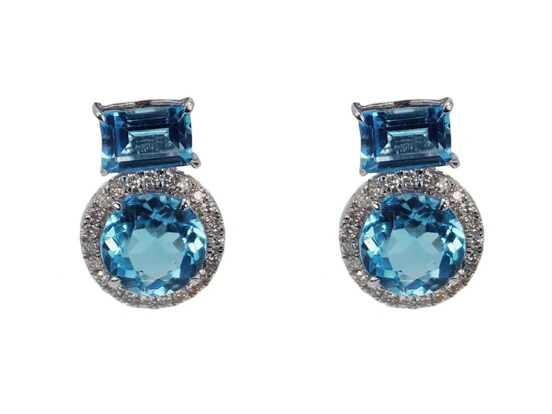 18k Topaz and Diamond Earrings