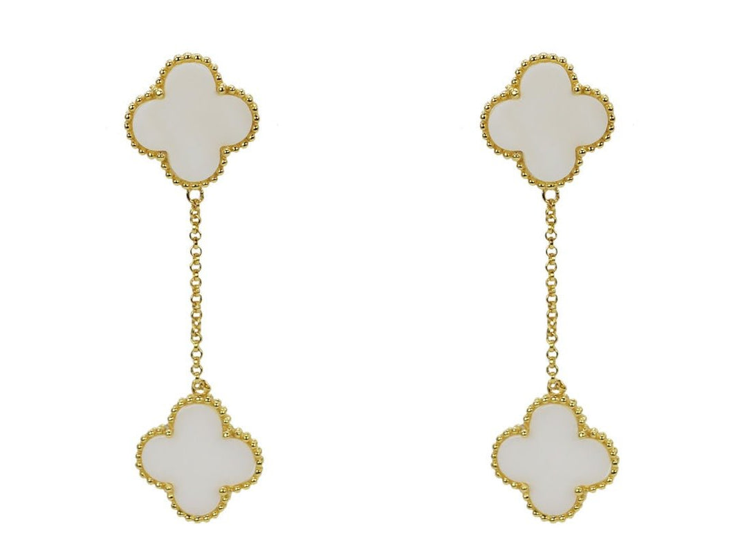 Double Clover Chain Drop Earrings