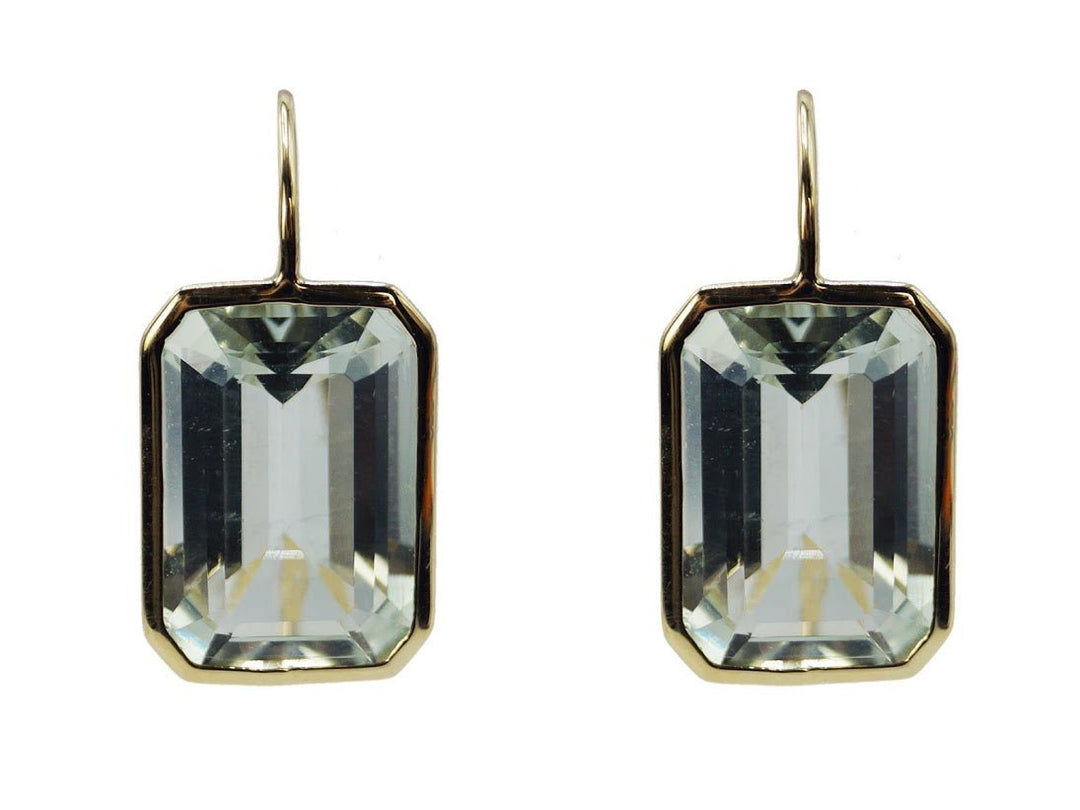 18k Green Amethyst Earrings on Wire