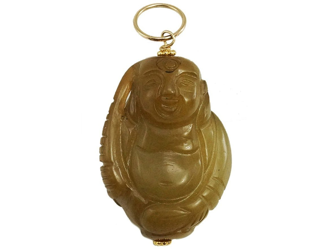 Large Brown Jade Buddha Charm
