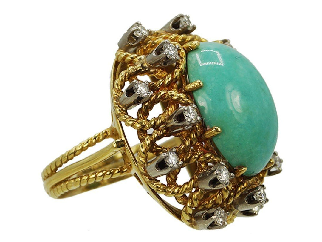 1960s Turquoise and Diamond Ring