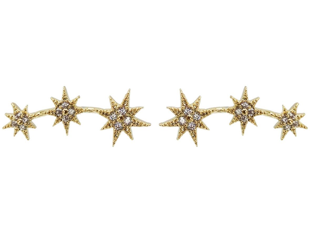 Three Starburst Climber Earrings