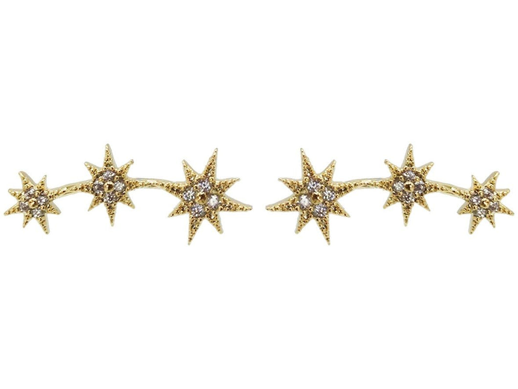 Three Starburst Climber Earrings