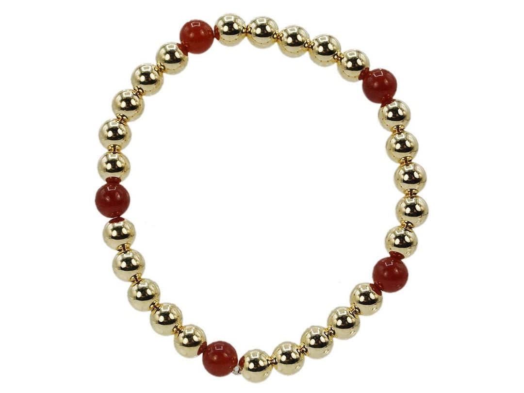 Gold 6mm Bead Bracelet with Carnelian