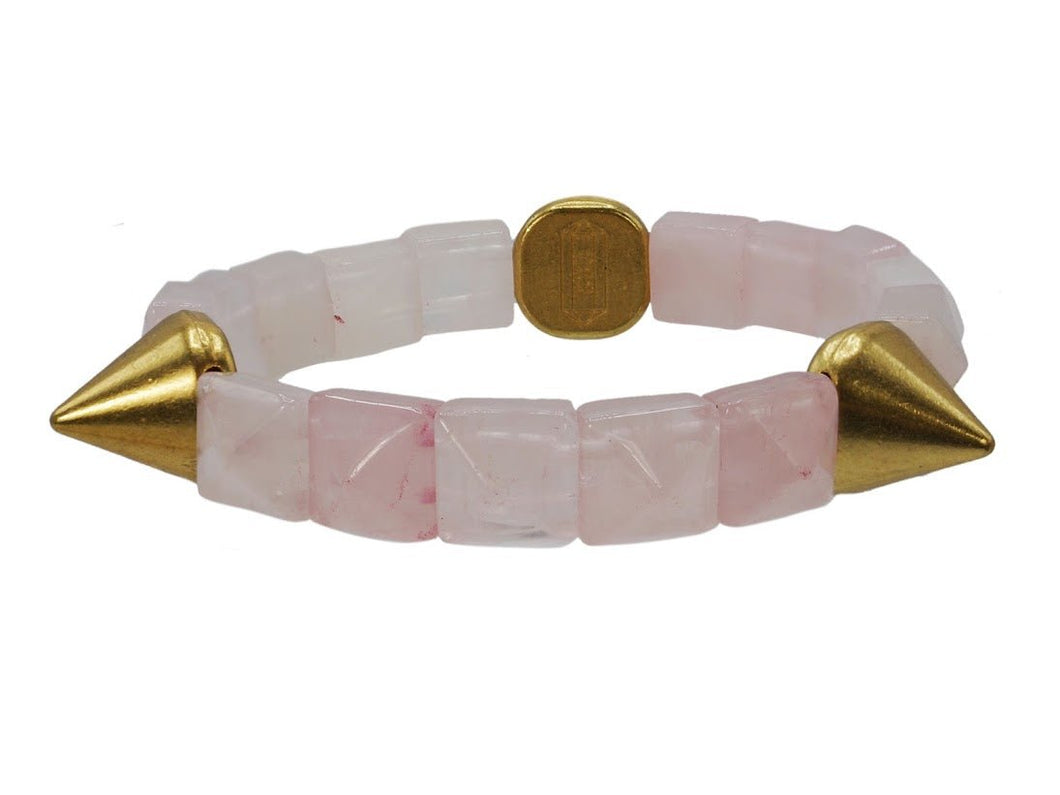 Rose Quartz Luxe Spike Bracelet
