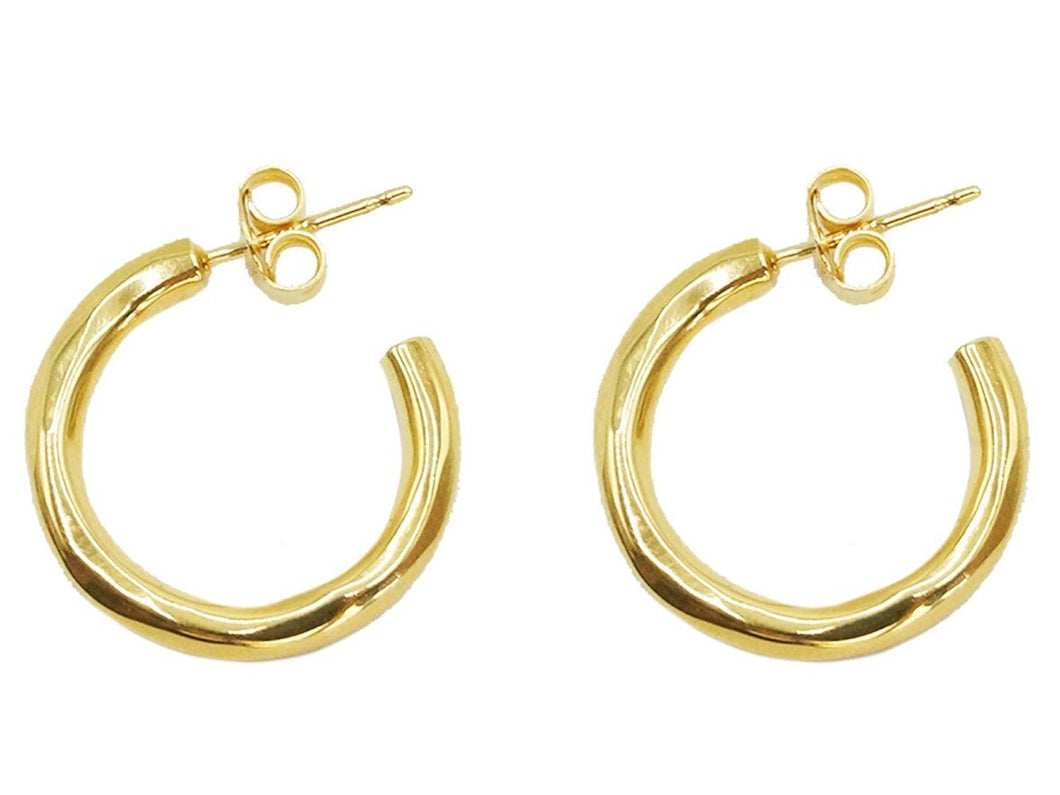 Gold Pounded Hoop Earrings