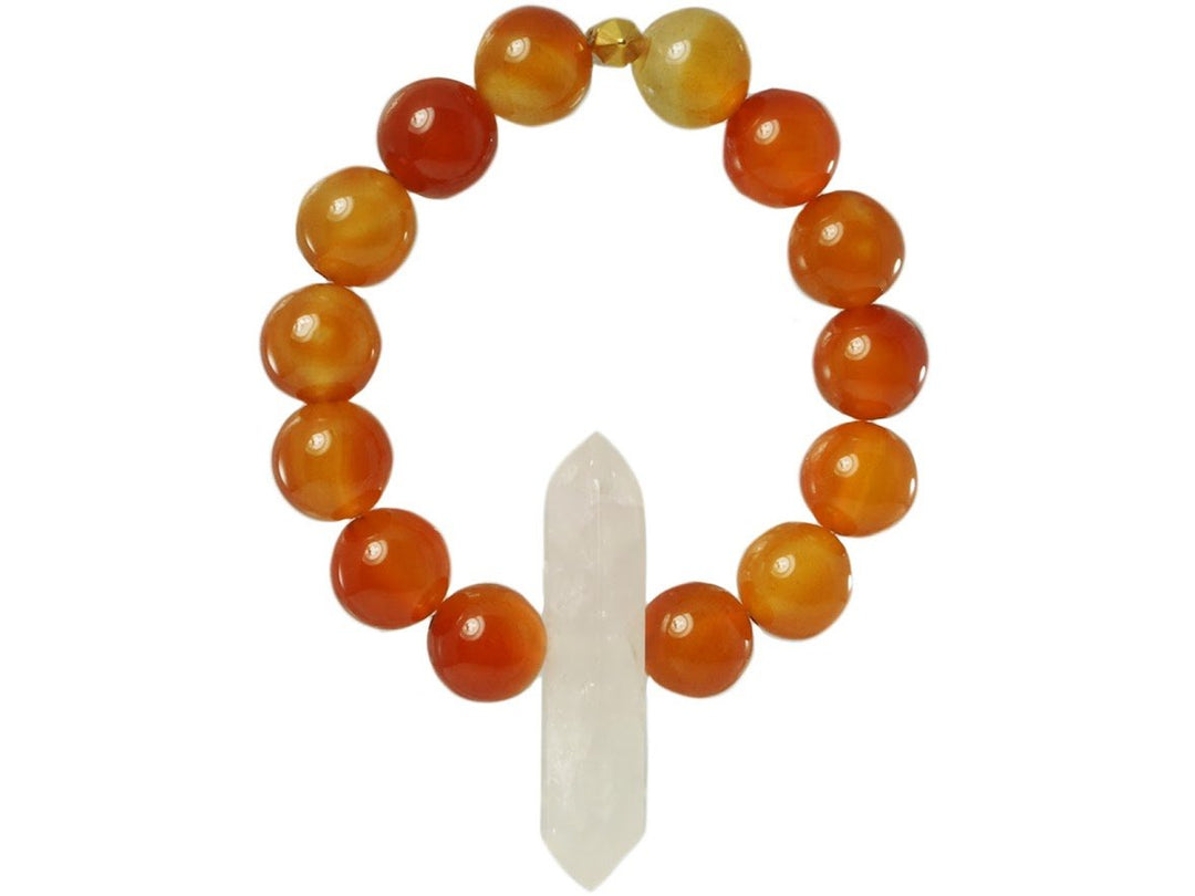 Clear Crystal Quartz Point with Carnelian Bracelet