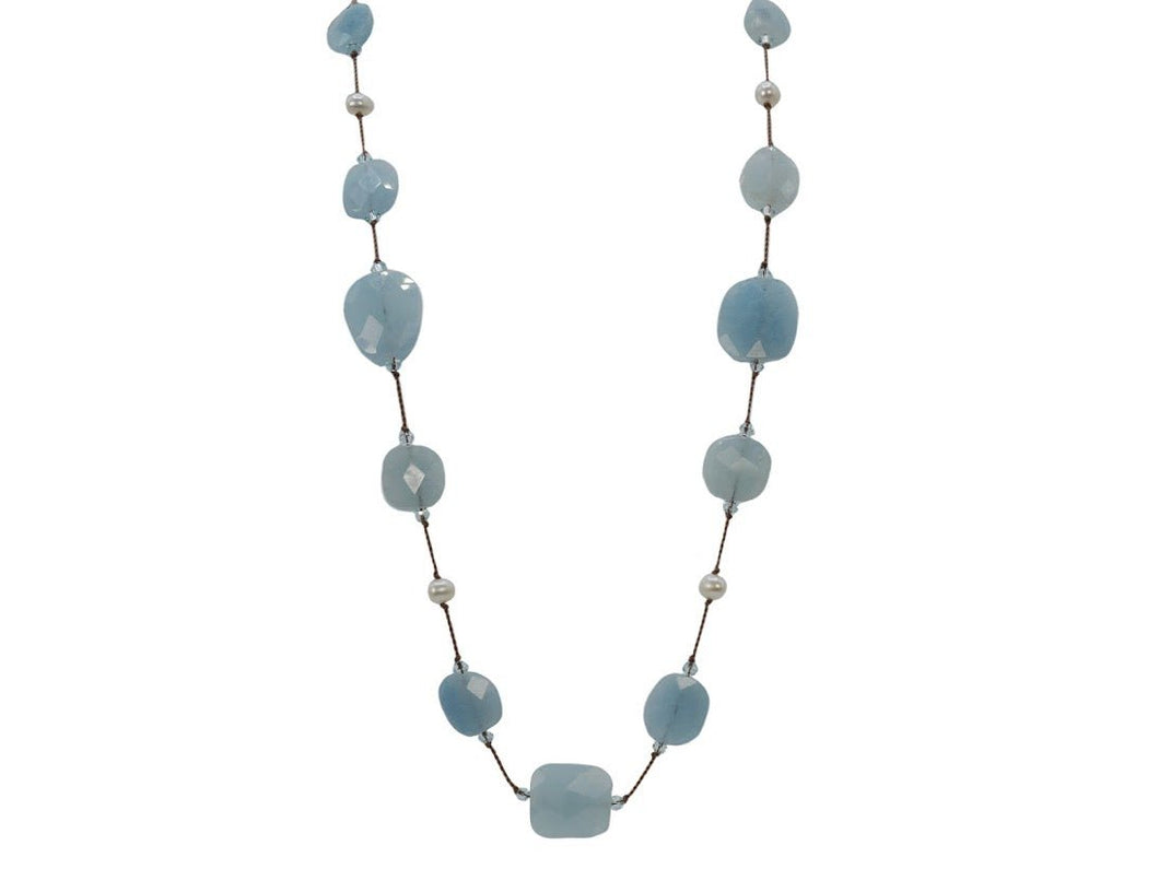 Aquamarine and Swarovski Crystal Necklace