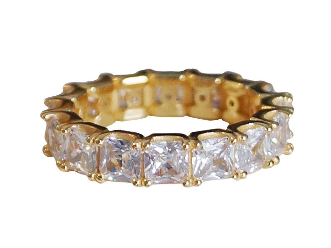 Gold Princess Cut CZ Band.