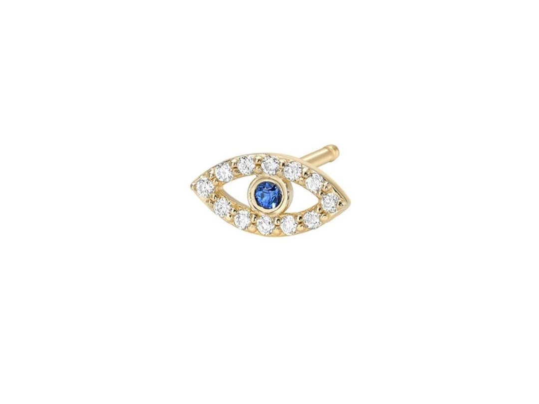 14k Diamond and Sapphire Evil Eye Stud