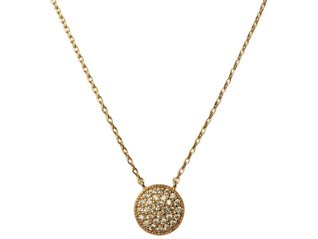 Flat Disc Necklace with CZs.
