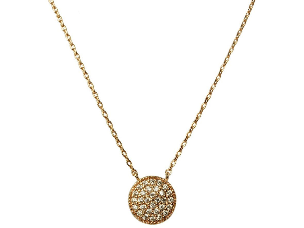 Flat Disc Necklace with CZs